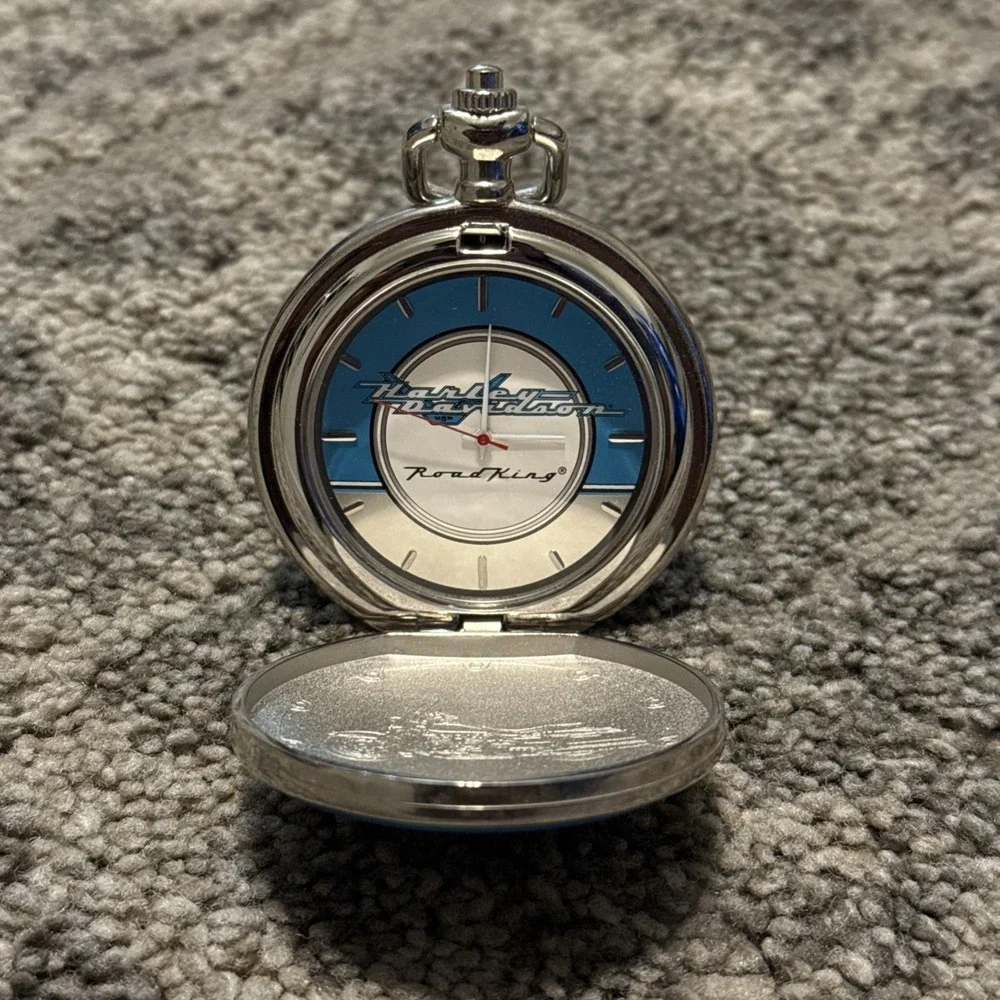 Harley Davidson Road King Pocket Watch with‎ Eagle Stand Needs New Battery